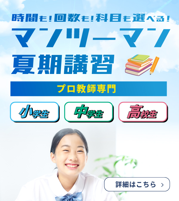 時間も！回数も科目も選べる！マンツーマン夏期講習